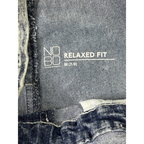 No Boundaries Denim Overalls Medium (7-9) Cuffed Bibbed Blue Jean - Picture 4 of 13